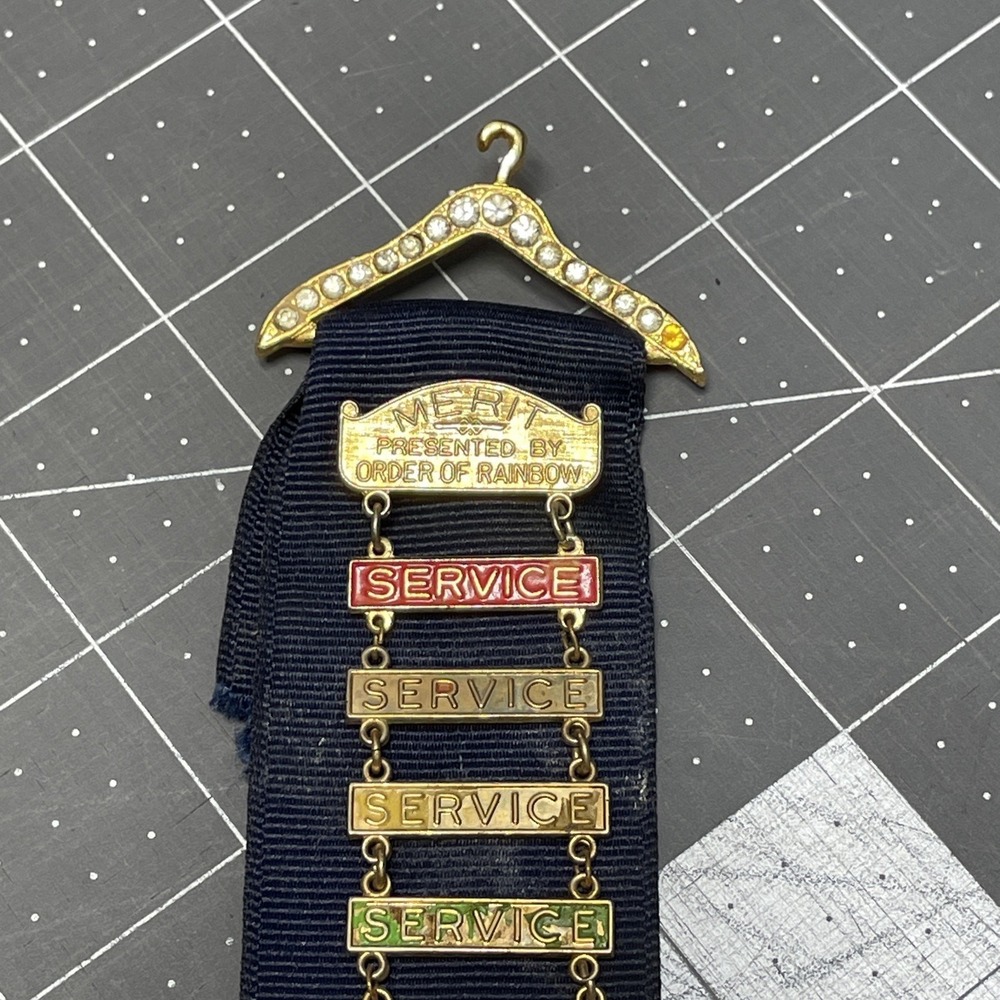 Order of Rainbow Mason Girls Club Cross Color Award Medal Pins Vintage